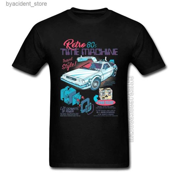 T-shirts pour hommes Retour vers le futur 2 T-shirts surdimensionnés 3XL Plain Black Vintage Auto Car Future Time T-shirt drôle Marty Science Film Tshirt Homme L240304
