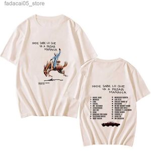 T-shirts masculins Bad Bunnys Nouvel album Nadie Sabe Lo Que Va Pasar Manana Tee Mens Cotton T-shirt à manches courtes surdimensionnées Top Q240425