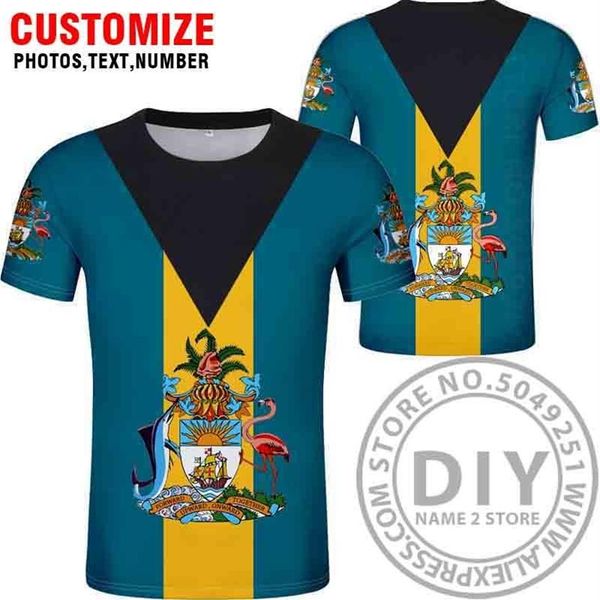 T-shirts masculins Bahamas T-shirt Numéro de nom sur mesure Impression PO COLLEGE NOIR BLANC RED BHS T-shirt country bricolage BS Flag 309b