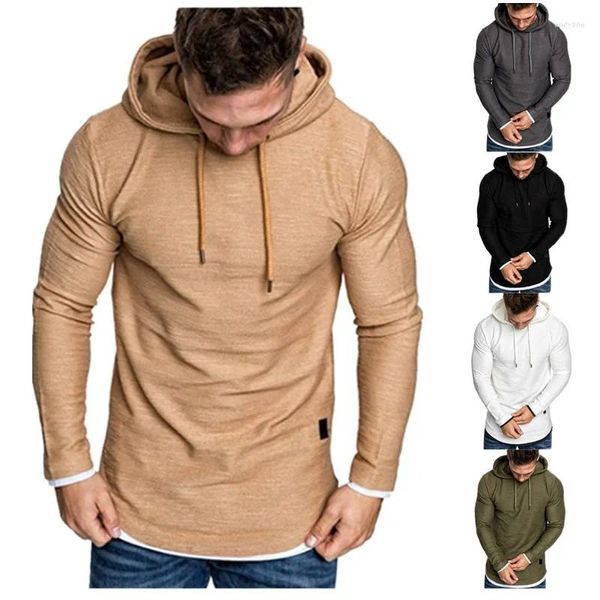 Camisetas para hombre, camiseta de manga larga de algodón con articulación de bambú, suéter con capucha informal a la moda, gráfico de estilo Otoño/Invierno 2024