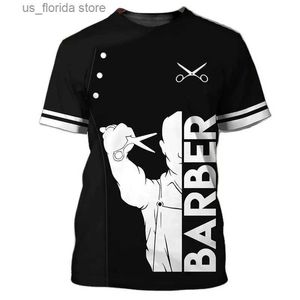 T-shirts pour hommes Barber Mens T-shirt Outil de coupe de cheveux Imprimer Summer Mens Short Slve Fashion Top O Cou surdimensionné Vêtements pour hommes Blouse Camisa Y240321