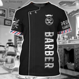 T-shirts pour hommes Barber Shop Chemise Hommes T-shirts 3D Imprimé Personnalisé Vêtements Pour Hommes O-cou Surdimensionné Pas Cher Court Slve Tops Cool Punk Strtwear Y240315