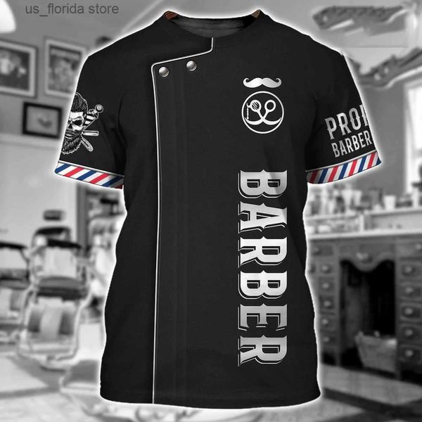 Camisetas para hombres Barber Shop Shirt Camisetas para hombre Impreso en 3D Ropa para hombre personalizada O-cuello de gran tamaño Barato Short Slve Tops Cool Punk Strtwear Y240315