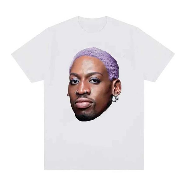 T-shirts masculins Basketball Dennis Rodman Purple Hair Flamboyant 90S Vintage Design T-shirt Hommes Femmes Casual 100% Coton Slve T-shirts T240506