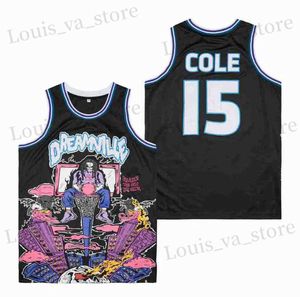 T-shirts voor heren basketballirs Dreamville 15 Cole Jersey naaien borduurwerk hoogwaardige buitensport hiphop ademend zwart nieuw 2023 T240408