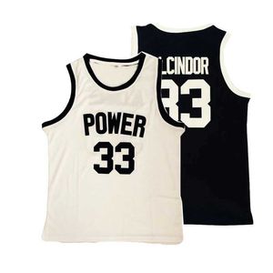 T-shirts pour hommes maillots de basket-ball Power 33 ALCINDOR Jersey coudre broderie haute pierre extérieure Sports Hip Hop Breatte Blanc Black NOUVEAU T240506