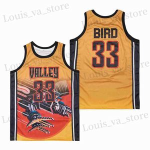 T-shirts voor heren basketbal jerseys Valley 33 Bird Jersey naaien borduurwerk hoogwaardige buitensport hiphop ademend geel 2023 NIEUW T240408