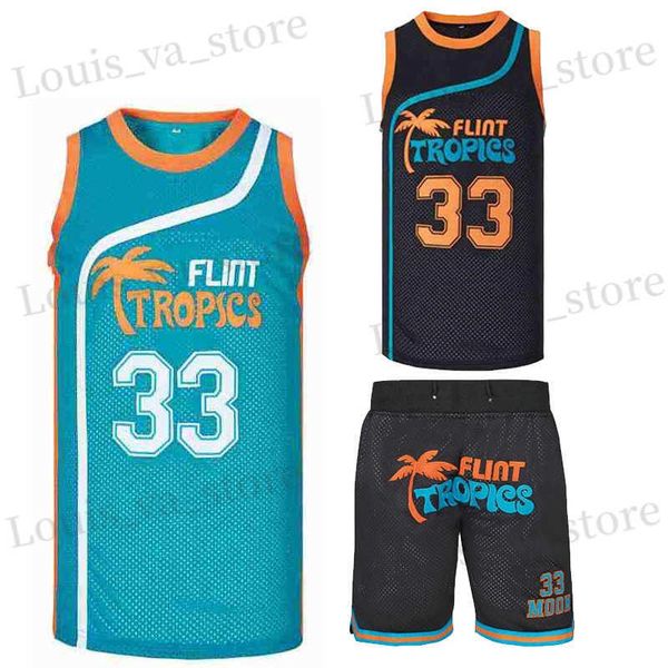 Camisetas masculinas Juego de baloncesto Flint Tropics Jackie 33 Bordado de costura de luna de alta calidad Sports Sports Beach Beachs Black White Grn New T240408
