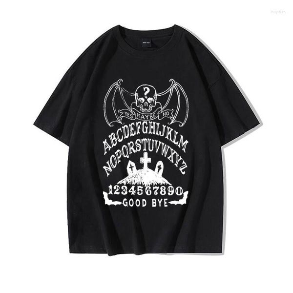 T-shirts pour hommes Bat Skull Witch Board Graphic Y2k Top Tees High Street Vêtements pour hommes Été Femmes TShirt Lettre gothique Chemise surdimensionnée