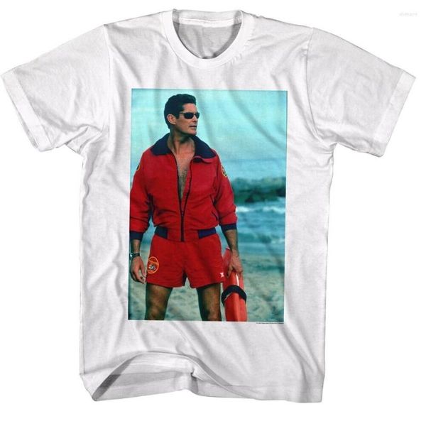 Camisetas para hombre Baywatch TV Show Mitch Buchannon en la playa con licencia para adultos camiseta Est 2023 moda