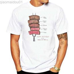 T-shirts pour hommes Niveaux de barbecue Vous êtes le plus rare d'entre eux T-shirt blanc pour la fête des pères heureux 2022 Nouveaux hommes d'été Hauts à col rond Conception personnalisée T-shirts L230707