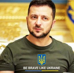 T-shirts pour hommes soyez courageux comme l'ukraine chemise coton hommes vêtements drapeau ukrainien imprimé T-shirt surdimensionné haut T-shirt