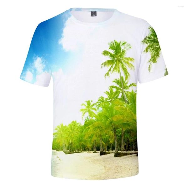 Camisetas para hombre, camiseta de playa para hombre y mujer, camiseta para hombre, camisetas con vista al mar y cielo del océano, camisetas verdes frescas transpirables en 3D