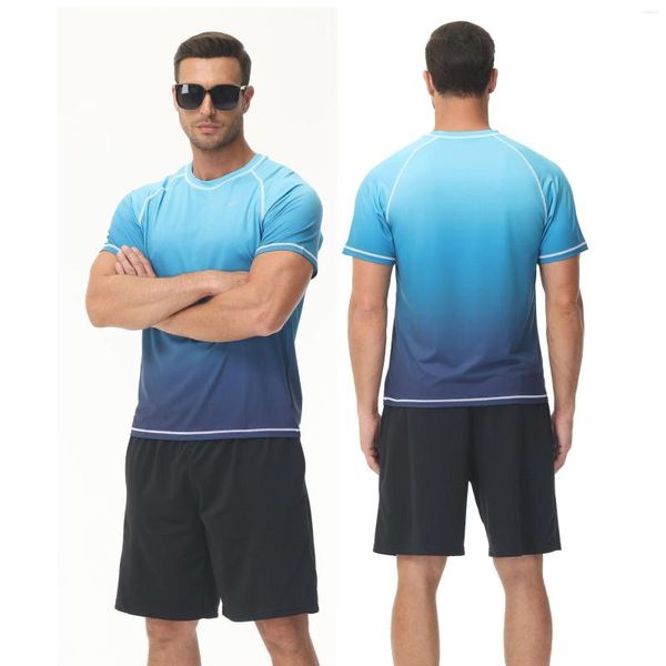 T-shirts pour hommes Beach Summer Mens T-shirts de sport de grande taille Surf Swim Shirt Short Sleeve Quick Dry Sportswear Outdoor Water Swimming Top
