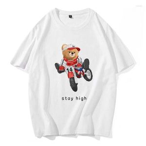 T-shirts pour hommes Beach Travel Trend Style 90s Summer Cotton T-shirt pour hommes imprimés vêtements décontractés mode mignon ours motif T-Shir