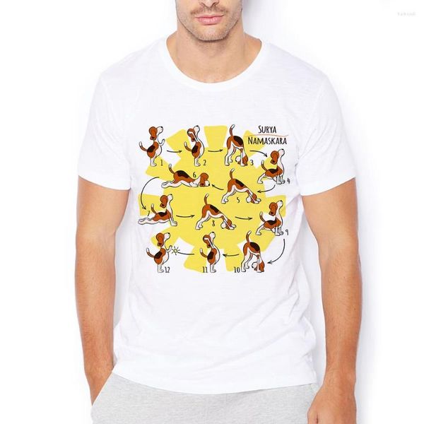 T-shirts pour hommes Beagle Dog Yoga Meditation Sun Salutation Surya Namaskara Funny Shirt Hommes Femmes Casual Tee Homme Unisex Tshirt Respirant