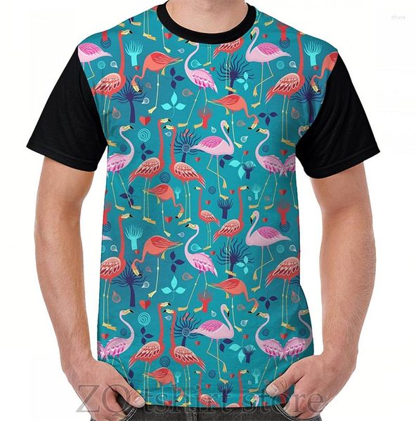 T-shirts pour hommes Beau motif Lovers Flamingo Graphic T-Shirt Hommes Tops Tee Femmes Chemise Drôle Imprimé O-cou À Manches Courtes T-shirts