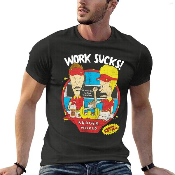 Camisetas para hombre Beavis Butthead Work Sucks camisetas divertidas de gran tamaño ropa de moda para hombre ropa de calle de manga corta camiseta de talla grande