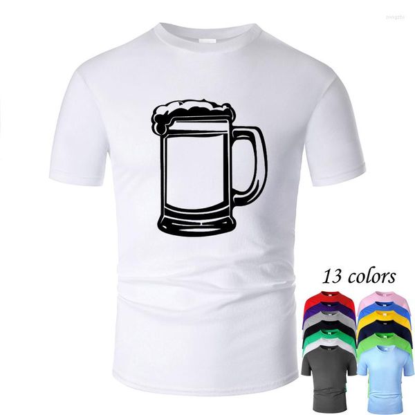 T-shirts pour hommes Chope à bière Tumbler Line Art O Neck Cotton Shirt Hommes Et Femme Unisexe Été À Manches Courtes Conçu Casual Tee M02014