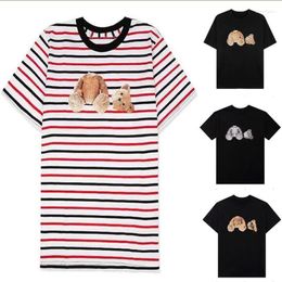 Mannen T-shirts Achter Angel Letters Gedrukt Afgehakte Hoofd Beer Korte Mouw Tij Merk Lente Zomer Losse T-shirt Mannen vrouwen Gelijk