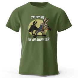 T-shirts voor heren geloven me, ik ben een ingenieur die 100% pure katoenen y2k klassieker en leuke herensportkleding tops print Q240517