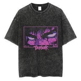 T-shirts pour hommes T-shirt Berserk Hommes T-shirt lavé T-shirt graphique japonais Anime Guts Hip Hop Streetwear Été Casual Coton T-shirts à manches courtes 230725