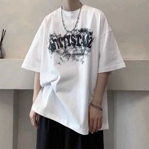 T-shirts voor heren beste kwaliteit Spike Print Peso T-shirt Men Women 1 1 T-shirt High Strt Summer Style Vintage Tops T Harajuku G1229 Y240402