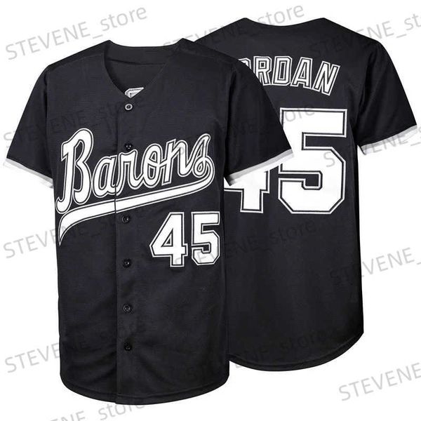 T-shirts pour hommes BG Baseball Jersey Birmingham Barons 45 Jerseys Couture Broderie Sports Outdoor Hip Hop Noir Blanc Gris Haute Qualité 2023 Nouveau T240325