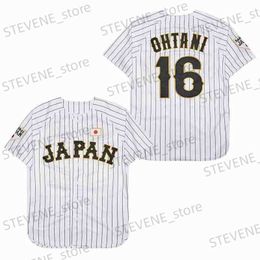 T-shirts pour hommes BG Baseball Jersey Japon 16 Ohtani Jerseys Couture Broderie Haute Qualité Sports Sports Outdoor Blanc Noir Stripe 2023 Monde Nouveau T240325