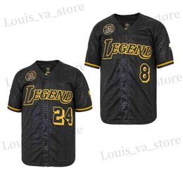 T-shirts voor heren BG Baseball Jersey La Legend 8 24 Jerseys naaien borduurwerk hoogwaardige sport buiten zwarte slanghuidpatroon 2023 nieuwe mannen T240408