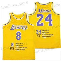 T-shirts voor heren BG Basketball Jerseys Legend 24 Mamba Jersey Digital Digital Printing hoogwaardige buitensporten Vijf kampioenen Geel 2023 Nieuwe T240408