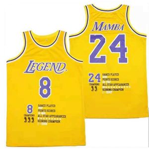 T-shirts masculins BG Légende des maillots de basket-ball 24 Mamba Jersey Digital Printing High-Quuty Outdoor Sports Five Champions Yellow 2023 Nouveau T240506