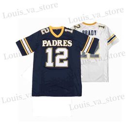 T-shirts masculins BG Jersey de football américain PADRES 12 LA BRODE DE COURSE LA VENTIFICATION DE MAINS SPORTS EXTÉRIEURE BLICE BLEU 2023 NOUVEAU T240408 BIG SIZE