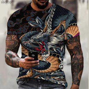 Camisetas para hombres Bhriwrpy Mens 3D Dragon estampado Camiseta de camiseta de verano Camiseta de manga corta Outdoorxw