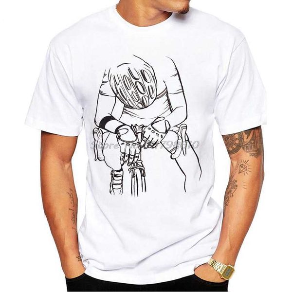 Homens camisetas Bicicletas Design Ciclista Retrato Tatuagem Bicicletas Imprimir Camiseta Verão Homens Manga Curta Vintage Hip Hop Boy Tops Branco Casual Tees Z0220