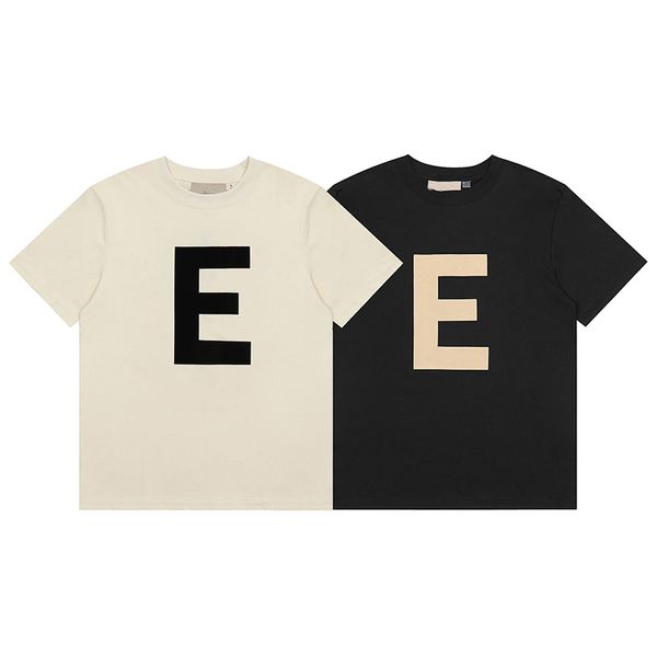 T-shirts pour hommes Big E adhésif tridimensionnel velours imprimé hauts à manches courtes T-Shirt de mode de rue