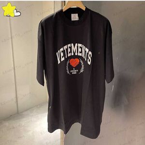 T-shirts voor heren Big Embroidery Gray Black T-Shirt Men Dames 1 1 Tags Streetwear Oversized VTM Hip Hop T-shirt T-shirt T-shirt T-TEE TOP T230412