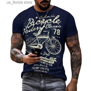 T-shirts hommes Vélo Vintage Sport Vélo 3D T-shirt imprimé pour hommes O Cou Court Slve Noir T-shirts Homme Strtwear Qualité Mâle T-shirts Y240321