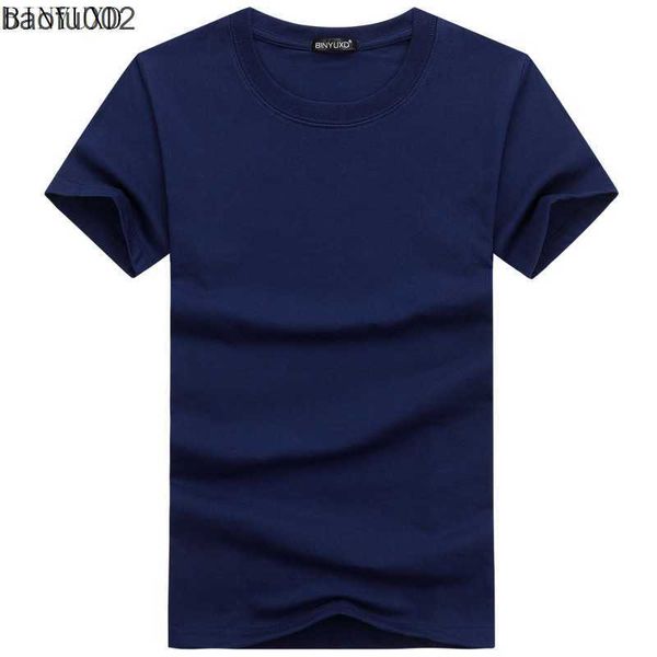 T-shirts hommes BINYUXDHot Vente Haute Qualité Mode T-shirt Grande Taille Hommes T-shirt À Manches Courtes Solide Casual Coton T-shirt Vêtements D'été W0322