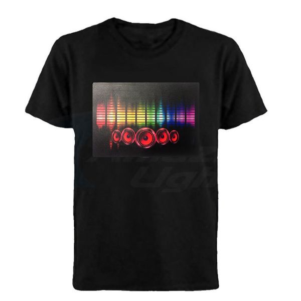 T-shirts pour hommes fête d'anniversaire 100% coton Led Light Up El Panel T-shirt musique activée clignotant El Panel T-shirt 230720