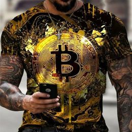 Heren T-shirts Bitcoin T-shirt Crypto Valutahandelaren Gouden Munt Katoenen Shirts309c