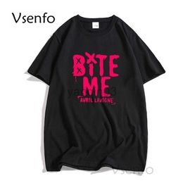 Heren T-shirts Bite Me Avril Lavigne T-shirt Mannen Zomer Katoen Korte Mouw Rock Muziek Tshirt Streetwaer Casual Korte Mouw Print T-shirt J230602