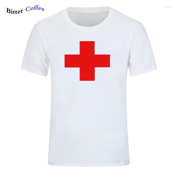 T-shirts pour hommes CAFÉ AMER Top Qualité Mode CROIX ROUGE Chemise Imprimée Hommes Marque T-shirt Coton Tee Plus La Taille