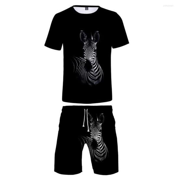 Camisetas de hombre Negro 3D Zebra Kids Conjuntos de dos piezas Casual Boys Girls Animal Shirt Shorts Summer / Boy's Cool Suits