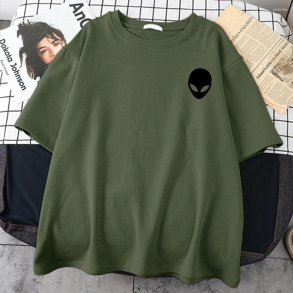 Camisetas para hombre, máscara de alienígena negra, camiseta para hombre, marca Harajuku, ropa informal coreana para hombre, camisa de cuello redondo de verano