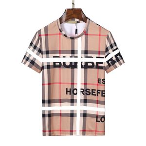 T-shirts pour hommes noir et blanc nouveau fil double 100% coton tissu plaid classique marque européenne et américaine lettre motif variété lâche