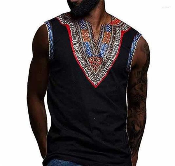 T-shirts pour hommes noir bleu rouge rétro Style ethnique imprimé gilet sans manches T-shirt mode chemise décontractée t-shirt vêtements