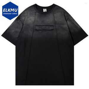 T-shirts masculins Hip Hop Shirt Shirt Patchwork Harajuku Streetwear Tee Loose Men Vintage à manches courtes