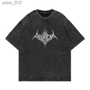 T-shirts voor heren zwarte metalen rock alfheim y2k hiphop t-shirt zomer retro gewassen ultra-finine korte mouwen t-shirt top casual katoenen t-shirt yq240415