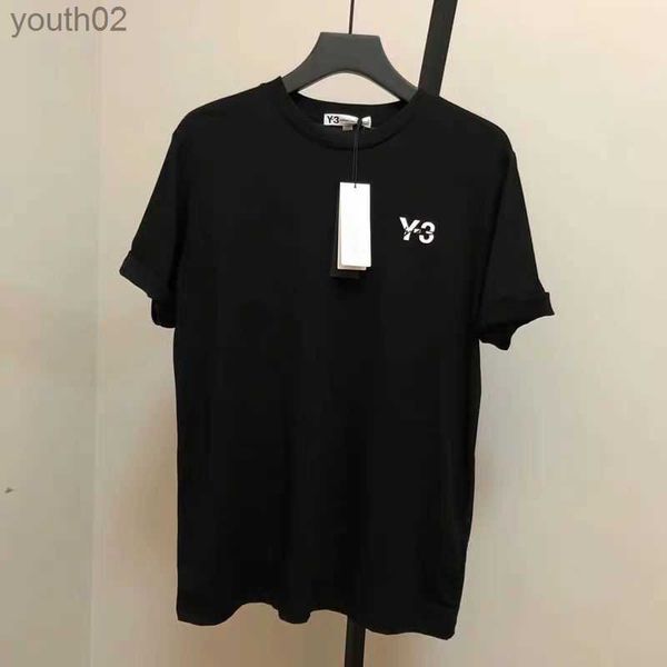 Camisetas para hombres Camiseta con cuello redondo y estampado de samurái negro para hombres y mujeres Camiseta casual de manga corta bordada con firma Y3 YQ240219